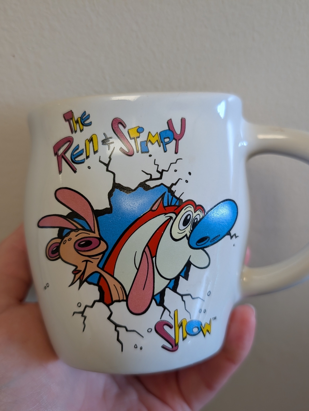 Vintage 1992 Ren & Stimpy Smashed Mug